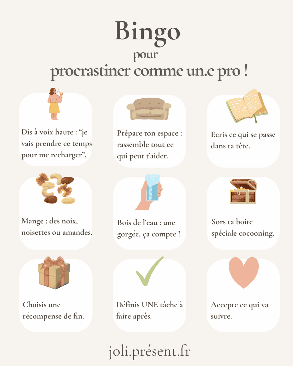 Bingo Procrastination Positive - GRATUIT